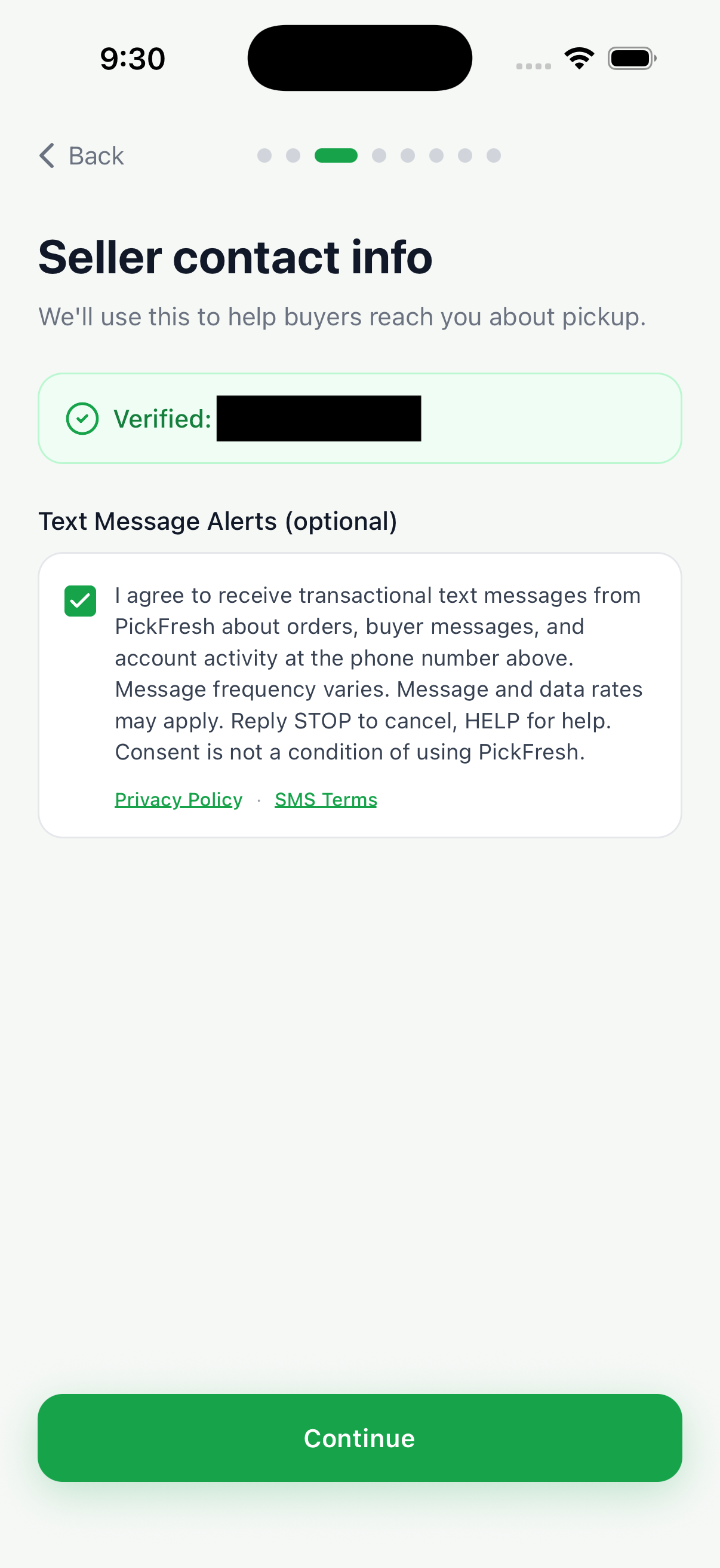 User explicitly taps the consent checkbox to opt in. Consent is recorded with a server-side timestamp, disclosure version, and device user-agent.